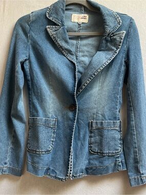 Vintage Old Army Denim Blazer Jacket Women's Blue Tailored XS